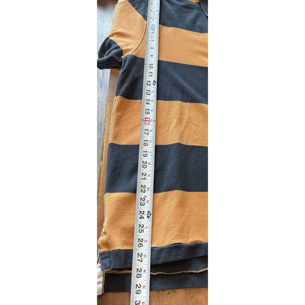 Y2K American Eagle Mens Rugby Striped Polo Shirt Size L Preppy Patch Academia - Picture 11 of 11